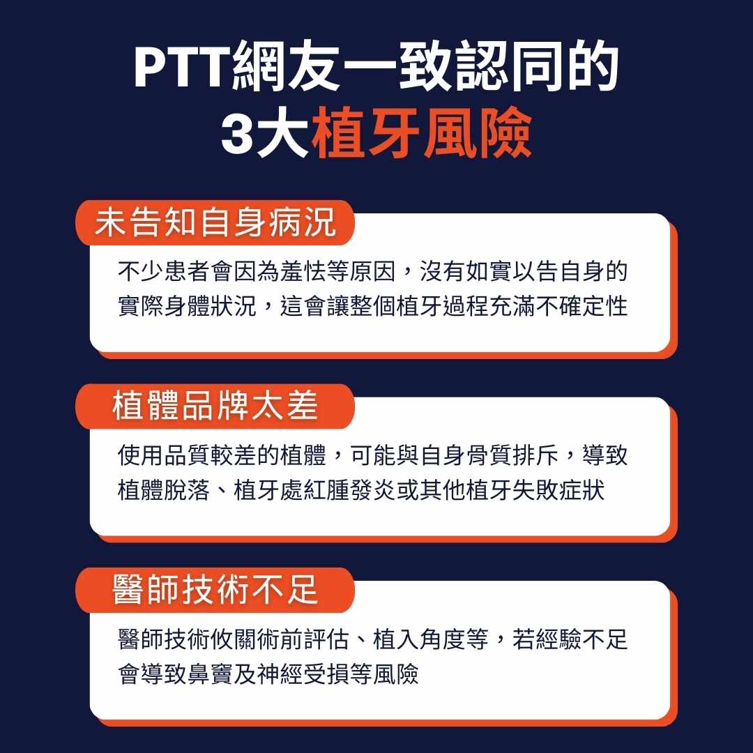 PTT網友一致認同的3大植牙風險